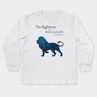 Proverbs 28 1 - Bold As A Lion Kids Long Sleeve T-Shirt